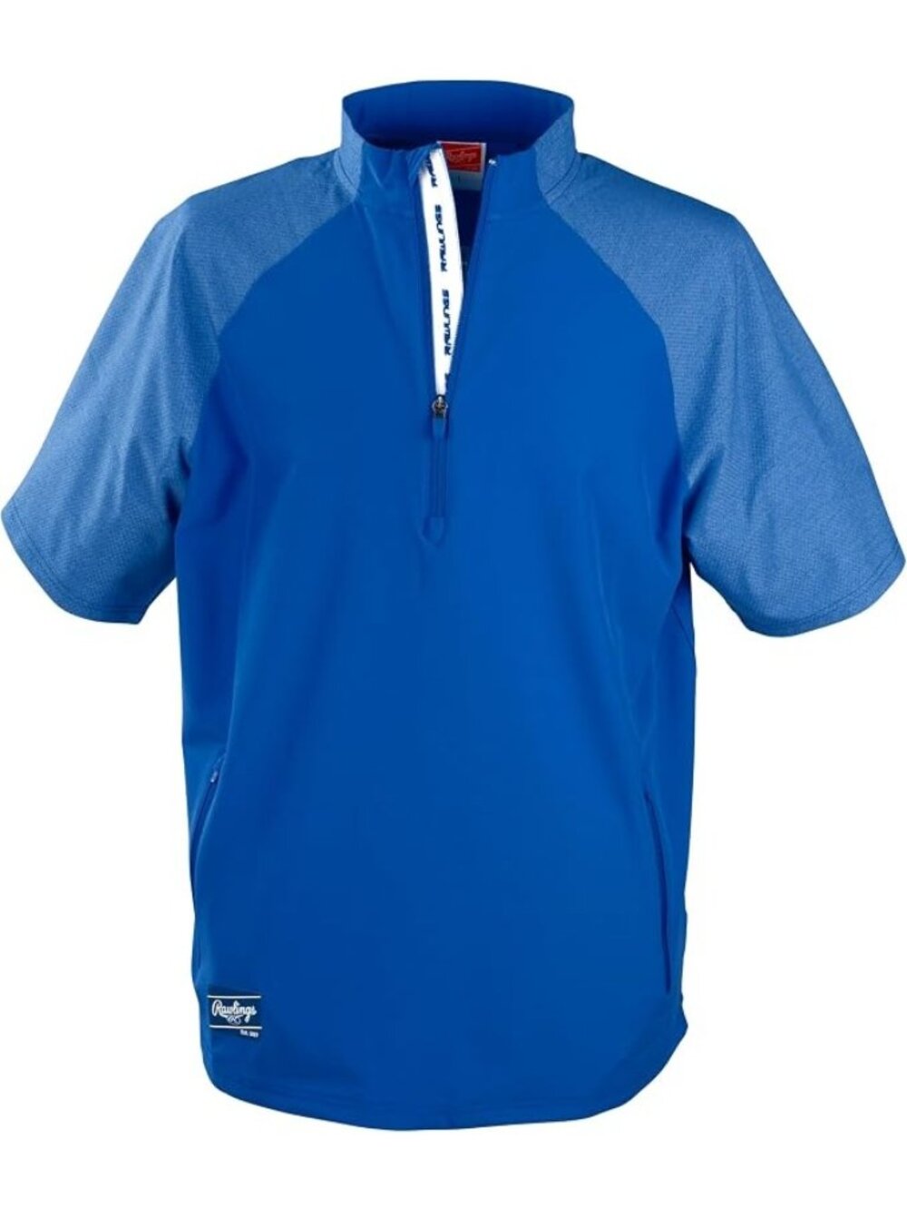 Rawlings Mens Quarter-Zip Short Sleeve Pullover Shirt Royal Blue Lightweight L